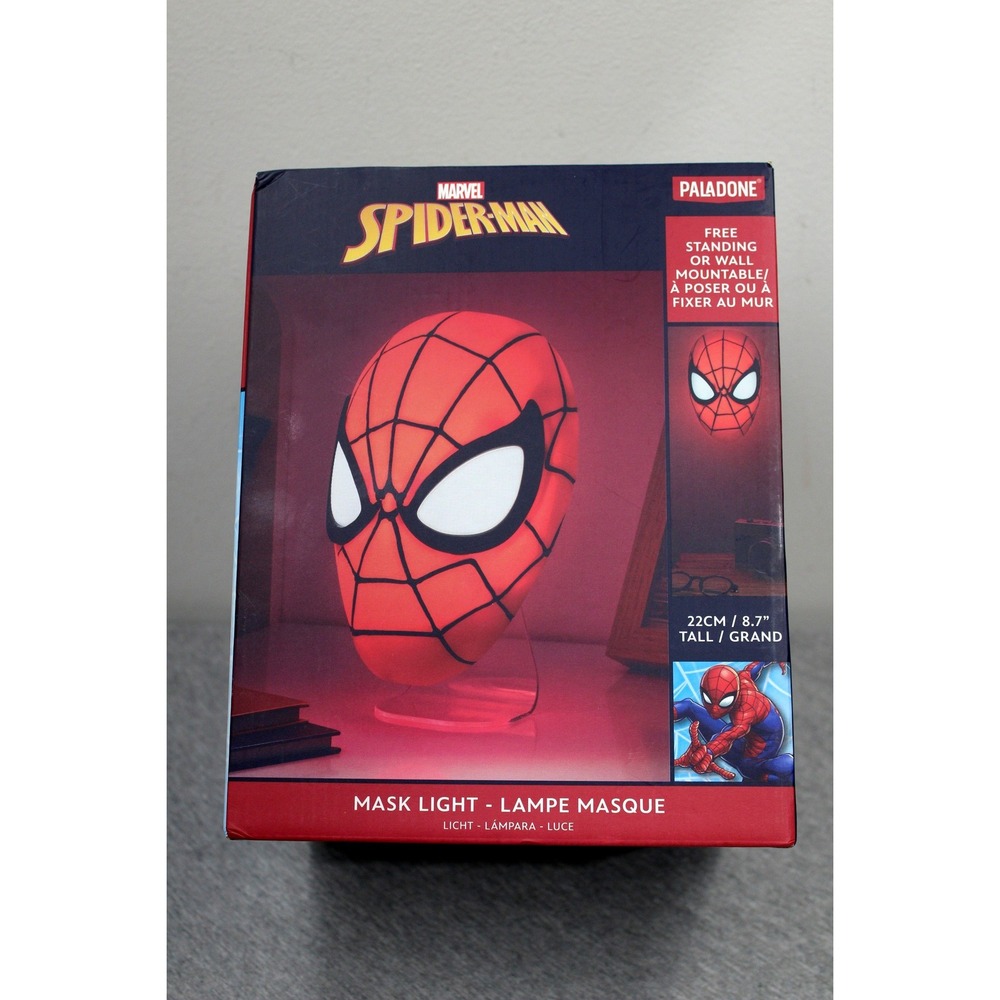 Paladone Spider-Man Mask Light Red Marvel Free Standing/Wall Mountable LED Lamp